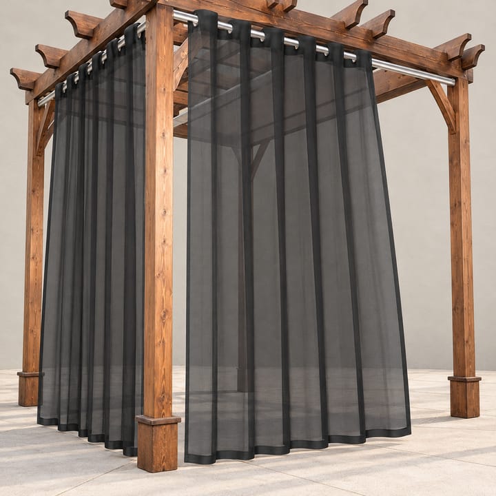 Halo Sheer Outdoor Curtain Panel in Black