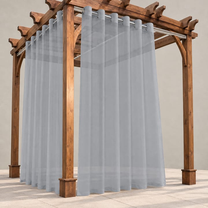 Halo Sheer Outdoor Curtain Panel in Gray