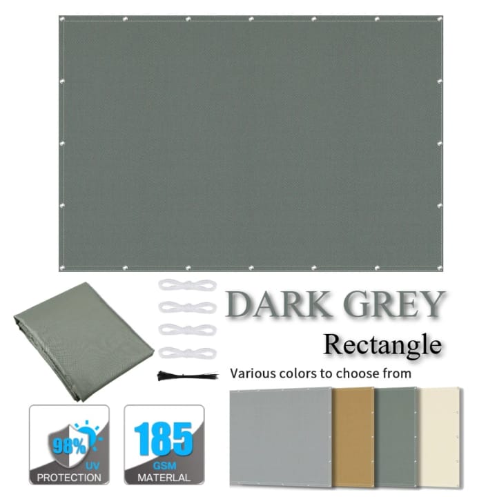Harbor Rectangular Canvas Shade Sail in Dark gray