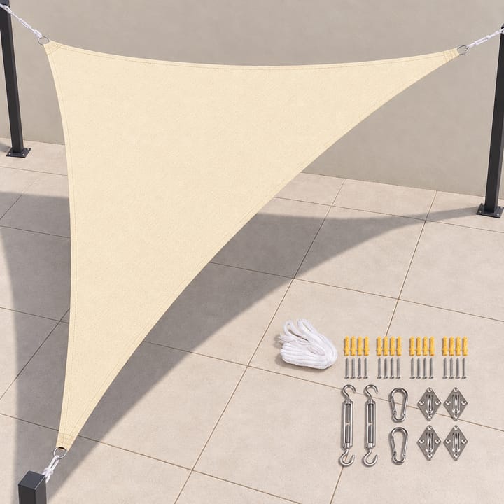 Harbor Triangle Shade Sail with Storage Bag in Beige with 24-piece hardware kit