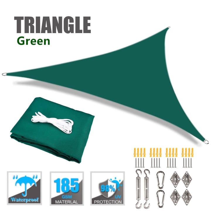 Harbor Triangle Shade Sail with Storage Bag in Green with 24-piece hardware kit