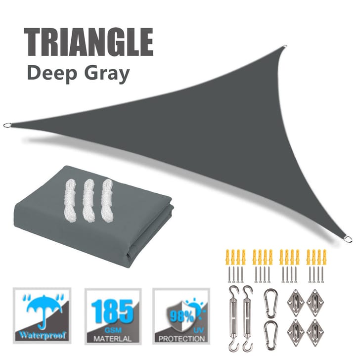 Harbor Triangle Shade Sail with Storage Bag in Deep gray with 24-piece hardware kit