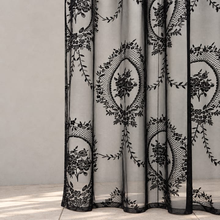 Veil Peony Lace Curtain Panel in Black