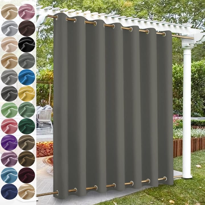 Nocturne Blackout Outdoor Curtain Panel in Medium gray