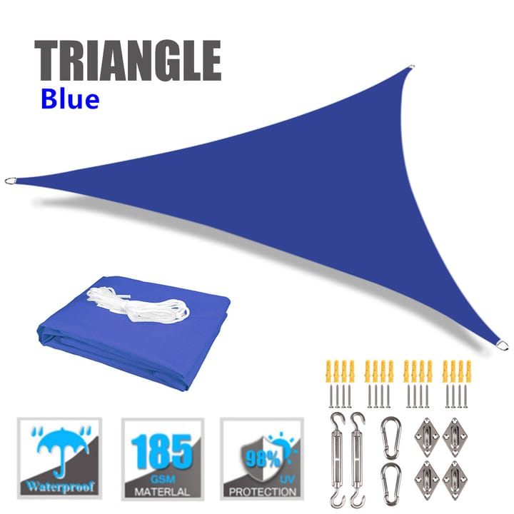 Harbor Triangle Shade Sail with Storage Bag in Blue with 24-piece hardware kit