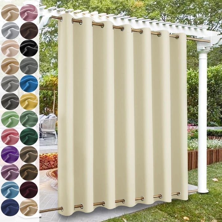Nocturne Blackout Outdoor Curtain Panel in Beige