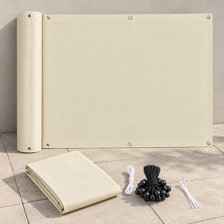 Haven Balcony Privacy Screen in Cream white with elastic ball rope