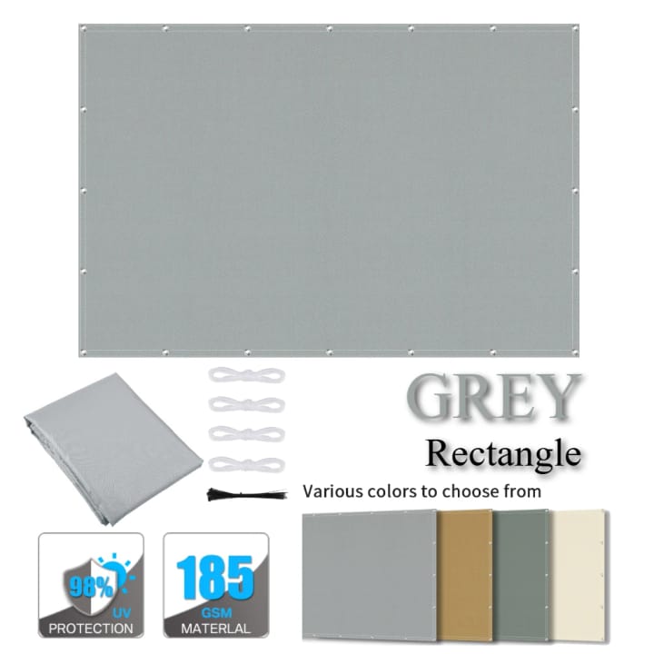 Harbor Rectangular Canvas Shade Sail in Light gray