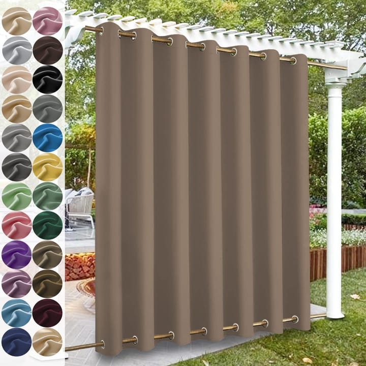 Nocturne Blackout Outdoor Curtain Panel in Light brown