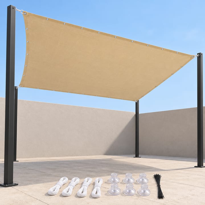 Harbor Waterproof Sun Shade Sail in Sand with suction cups