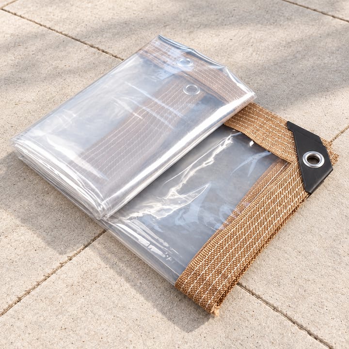Clear PEVA Outdoor Curtain in Brown edge