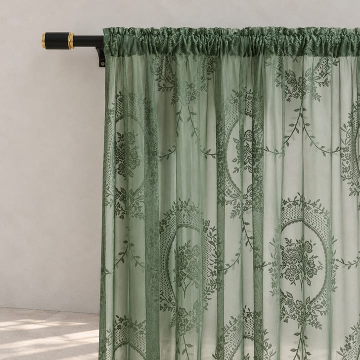 Veil Peony Lace Curtain Panel in Green