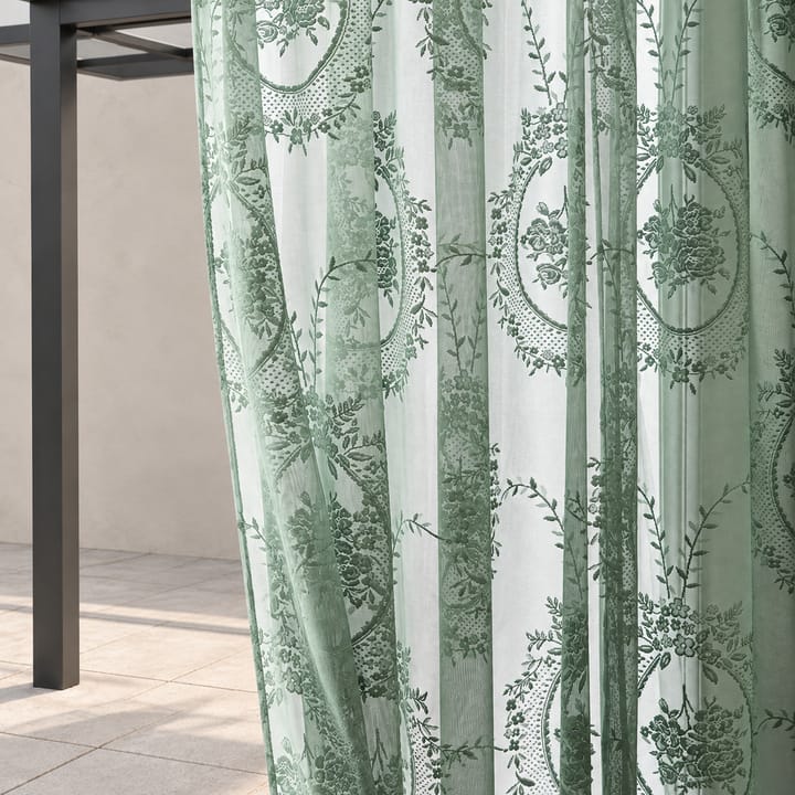 Peony Lace Outdoor Curtain Panel in Green