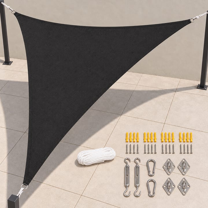 Harbor Triangle Shade Sail with Storage Bag in Black with 24-piece hardware kit