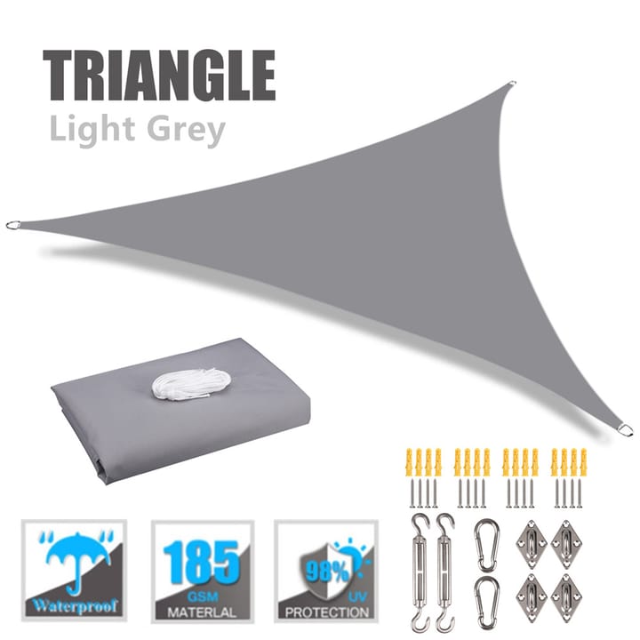 Harbor Triangle Shade Sail with Storage Bag in Light gray with 24-piece hardware kit