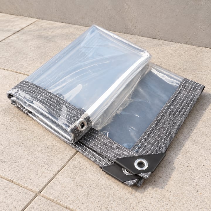 Clear PEVA Outdoor Curtain in Gray edge