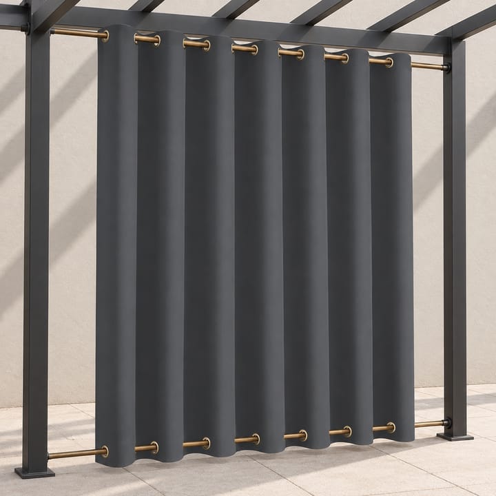 Nocturne Blackout Outdoor Curtain Panel in Dark gray