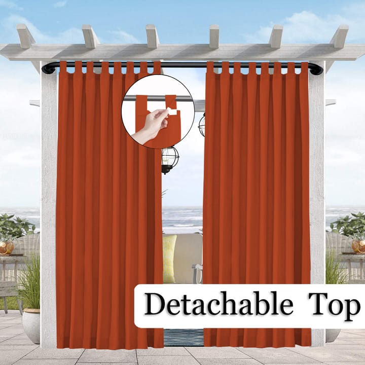 Haven Tab Top Outdoor Curtain in Orange