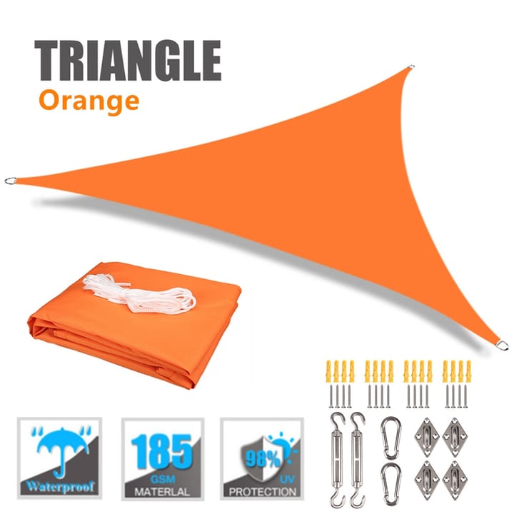 Harbor Triangle Shade Sail with Storage Bag in Orange with 24-piece hardware kit