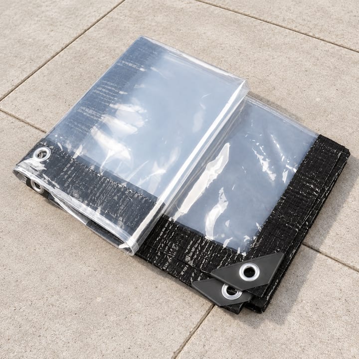 Clear PEVA Outdoor Curtain in Black edge